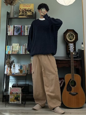 「アイテム（カーゴパンツ）」を使った、ハルさん（メンズ・179cm）の秋コーディネート