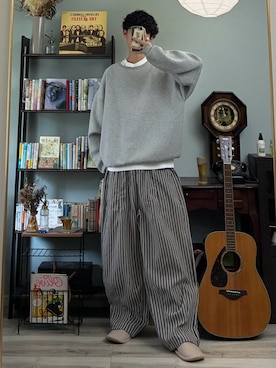 「アイテム（スウェット）」を使った、ハルさん（メンズ・179cm）の秋コーディネート
