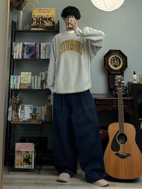 「Champion（チャンピオン）のアイテム」を使った、ハルさん（メンズ・179cm）の秋コーディネート