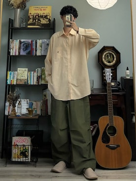 「アイテム（カーゴパンツ）」を使った、ハルさん（メンズ・179cm）の秋コーディネート