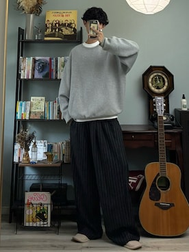 「アイテム（スウェット）」を使った、ハルさん（メンズ・179cm）の秋コーディネート