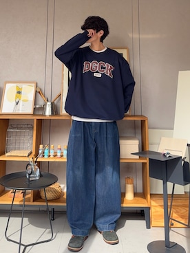 「アイテム（スウェット）」を使った、ハルさん（メンズ・179cm）の春コーディネート