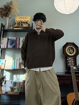 「アイテム（カーゴパンツ）」を使った、ハルさん（メンズ・179cm）の秋コーディネート