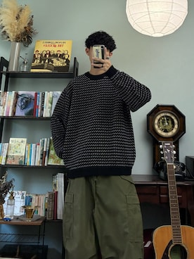 「アイテム（カーゴパンツ）」を使った、ハルさん（メンズ・179cm）の秋コーディネート