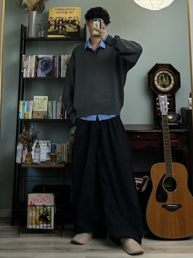 「ニットコーデ」｜ハルさん（メンズ・179cm）の秋コーディネート