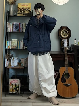 「アイテム（ナイロンジャケット）」を使った、ハルさん（メンズ・179cm）の秋コーディネート