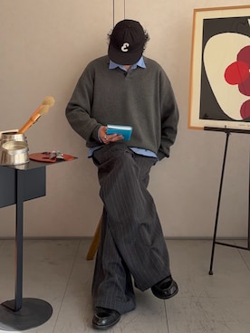 「アイテム（キャップ）」を使った、ハルさん（メンズ・179cm）の冬コーディネート