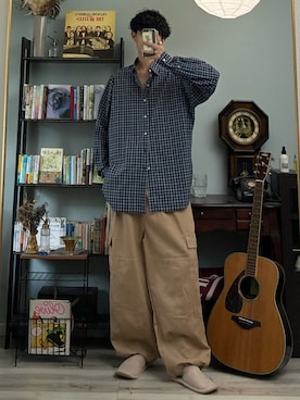 「アイテム（カーゴパンツ、ベージュ系）」を使った、ハルさん（メンズ・179cm）の秋コーディネート