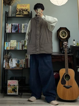 「アイテム（ベスト）」を使った、ハルさん（メンズ・179cm）の秋コーディネート