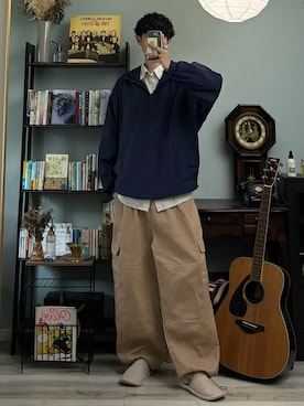 「アイテム（カーゴパンツ）」を使った、ハルさん（メンズ・179cm）の秋コーディネート