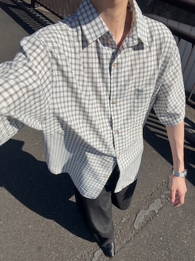 「YOLO（ヨーロ）のアイテム（シャツ/ブラウス、ホワイト系）」を使った、ハルさん（メンズ・179cm）の夏コーディネート