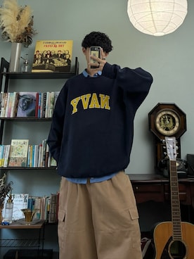 「アイテム（カーゴパンツ）」を使った、ハルさん（メンズ・179cm）の秋コーディネート