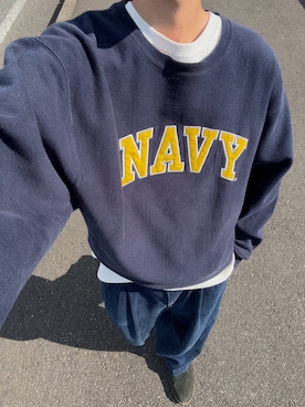 「アイテム（スウェット）」を使った、ハルさん（メンズ・179cm）の秋コーディネート