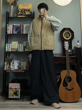 「アイテム（ベスト）」を使った、ハルさん（メンズ・179cm）の秋コーディネート