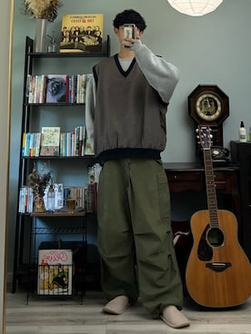 「秋服」｜「アイテム（ベスト）」を使った、ハルさん（メンズ・179cm）の秋コーディネート