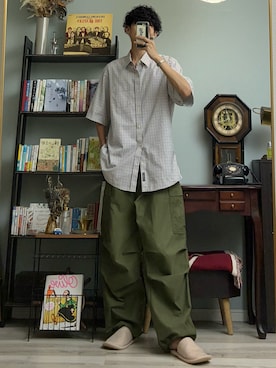 「アイテム（カーゴパンツ）」を使った、ハルさん（メンズ・179cm）の夏コーディネート