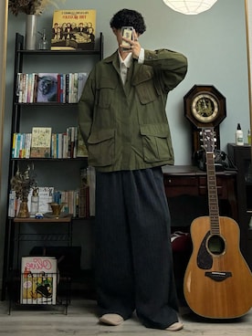 「アイテム（ミリタリージャケット）」を使った、ハルさん（メンズ・179cm）の秋コーディネート