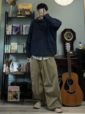 「アイテム（カーゴパンツ）」を使った、ハルさん（メンズ・179cm）の秋コーディネート