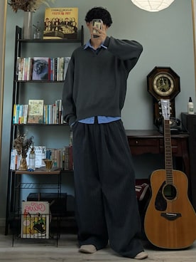 「アイテム（トップス）」を使った、ハルさん（メンズ・179cm）の秋コーディネート