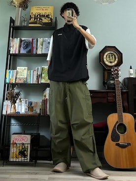 「アイテム（カーゴパンツ）」を使った、ハルさん（メンズ・179cm）の夏コーディネート