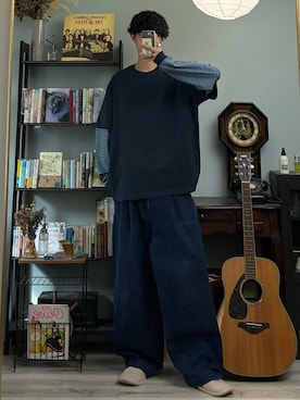 「BROKEN BASE（ブロークンベース）のアイテム（トップス）」を使った、ハルさん（メンズ・179cm）の秋コーディネート