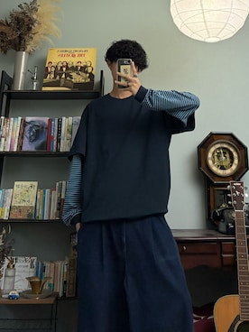 「BROKEN BASE（ブロークンベース）のアイテム」を使った、ハルさん（メンズ・179cm）の秋コーディネート