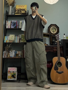 「アイテム（カーゴパンツ）」を使った、ハルさん（メンズ・179cm）の夏コーディネート