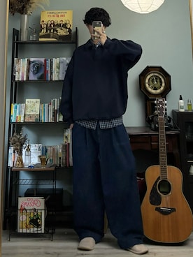 「チェックシャツ」｜ハルさん（メンズ・179cm）の秋コーディネート