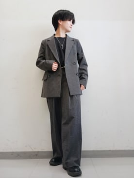 「アイテム（テーラードジャケット）」を使った、Lily/低身長×ﾎﾞｰｲｯｼｭさん（メンズ・148cm）の秋コーディネート