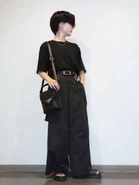 「アイテム（スラックス）」を使った、Lily/低身長×ﾎﾞｰｲｯｼｭさん（メンズ・148cm）の夏コーディネート