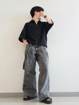 「アイテム（スウェット）」を使った、Lily/低身長×ﾎﾞｰｲｯｼｭさん（メンズ・148cm）の夏コーディネート