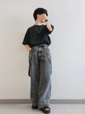 「アイテム（Tシャツ/カットソー）」を使った、Lily/低身長×ﾎﾞｰｲｯｼｭさん（メンズ・148cm）の夏コーディネート