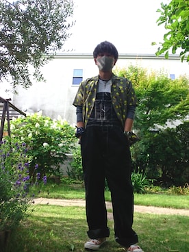 「UNIVERSAL OVERALL（ユニバーサルオーバーオール）のアイテム（サロペット/オーバーオール）」を使った、ryusk.81さん（メンズ・163cm）の夏コーディネート