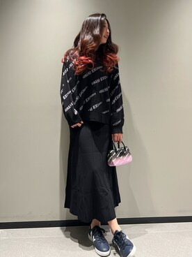 「ロゴニット」｜「アイテム（ワンピース/ドレス）」を使った、Queen♡さん（レディース・167cm）の冬コーディネート