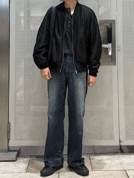 「アイテム（MA-1）」を使った、ひらひらさん（メンズ・180cm）の春コーディネート