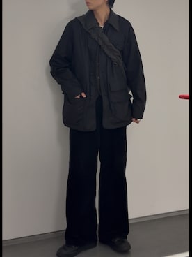 「YLEVE（イレーヴ）のYLÈVE / NYLON HUNTING BLOUSON 5（カバーオール、ブラック系）」を使った、ひらひらさん（メンズ・180cm）の春コーディネート