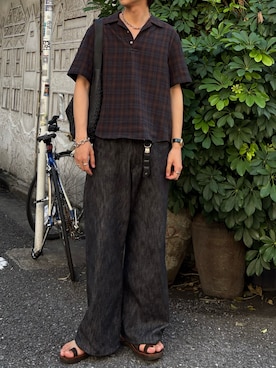 「アイテム（キーケース/キーアクセサリー、ブラック系）」を使った、ひらひらさん（メンズ・180cm）の夏コーディネート