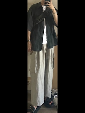 「レザーサンダル」｜「アイテム（財布/小物）」を使った、ひらひらさん（メンズ・180cm）の夏コーディネート