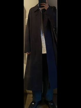 「LIDNM（リドム）のアイテム（ステンカラーコート）」を使った、ひらひらさん（メンズ・180cm）の秋コーディネート