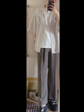 「ETELIO（エテリオ）の【2点セット】サージカルステンレスフープ　イヤーカフ　巾着付き（イヤーカフ）」を使った、ひらひらさん（メンズ・180cm）の夏コーディネート