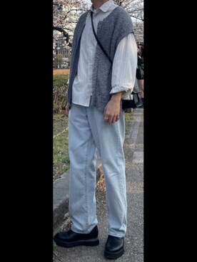 「DEVICE（デバイス）の【WEARISTA こーせ ×DEVICE コラボ】Rename フロントバックル ショルダーバッグ（ショルダーバッグ）」を使った、ひらひらさん（メンズ・180cm）の春コーディネート