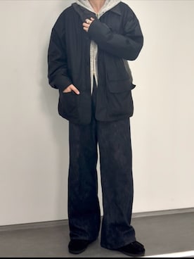 「YLEVE（イレーヴ）のYLÈVE / NYLON HUNTING BLOUSON 5（カバーオール、ブラック系）」を使った、ひらひらさん（メンズ・180cm）の春コーディネート