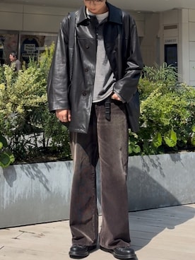 「LIDNM（リドム）のLIDNM Lamb Veg Car Coat（その他アウター、ブラック系）」を使った、ひらひらさん（メンズ・180cm）の春コーディネート