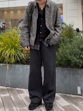 「LIDNM（リドム）のTWEED SPORTS BLOUSON（ブルゾン、グレー系）」を使った、ひらひらさん（メンズ・180cm）の春コーディネート