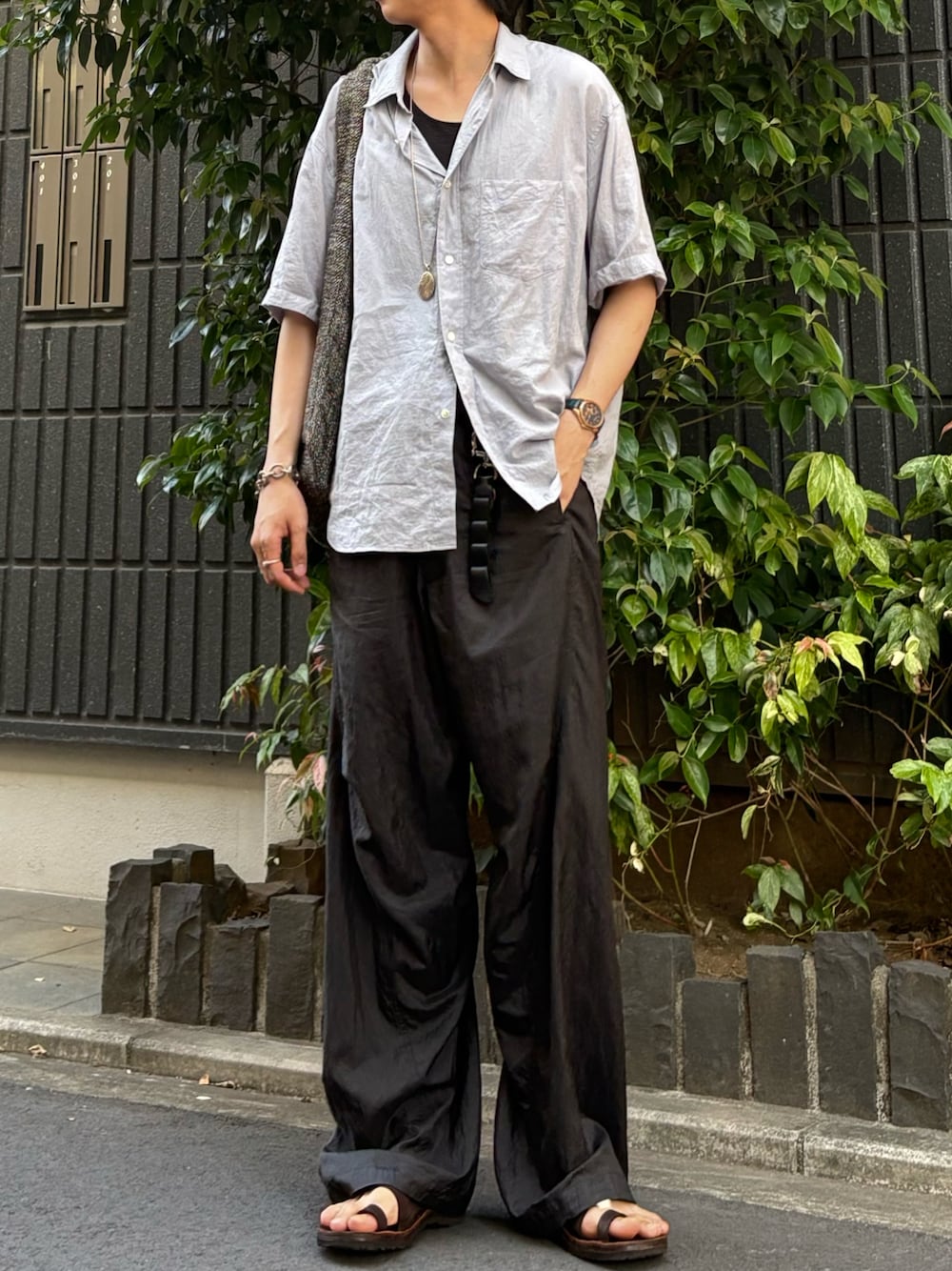 LIDNM Tweed large News paper bag Cotton Gray for Men from