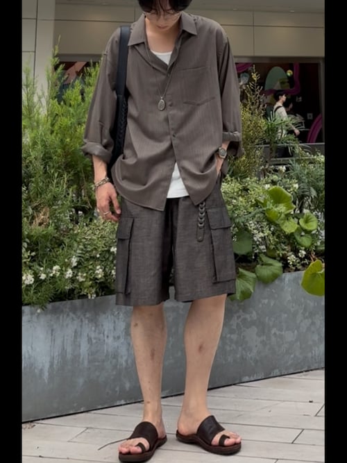 LIDNM（リドム）の「LINEN WOOL PINHEAD SHORTS（カーゴパンツ）」 - WEAR