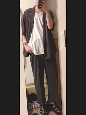 「ETELIO（エテリオ）の【2点セット】サージカルステンレスフープ　イヤーカフ　巾着付き（イヤーカフ）」を使った、ひらひらさん（メンズ・180cm）の夏コーディネート