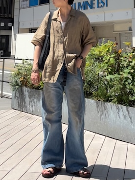 「NVRFRGT（ネヴァーフォーゲット）の3D TWISTED JEANS 2.0（デニムパンツ）」を使った、ひらひらさん（メンズ・180cm）の夏コーディネート