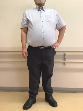 「TOKYO SHIRTS（トウキョウシャツ）の【Layered Cool】【吸水速乾】 形態安定ノンアイロン ボタンダウン 半袖ビジネスワイシャツ （大きいサイズ）（ビジネスシャツ、グレー系）」を使った、BRICK HOUSE by Tokyo Shirts 札幌苗穂イオンモール店さん（レディース・160cm）の夏コーディネート