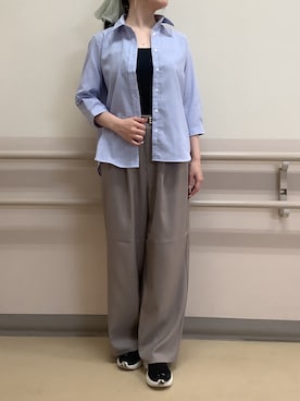 「TOKYO SHIRTS（トウキョウシャツ）の【Pitta Re:)】ふわっとガーゼシャツ レギュラーシルエット 七分袖 綿100% レディース カジュアルシャツ（シャツ/ブラウス、ブルー系）」を使った、BRICK HOUSE by Tokyo Shirts 札幌苗穂イオンモール店さん（メンズ・170cm）の春コーディネート